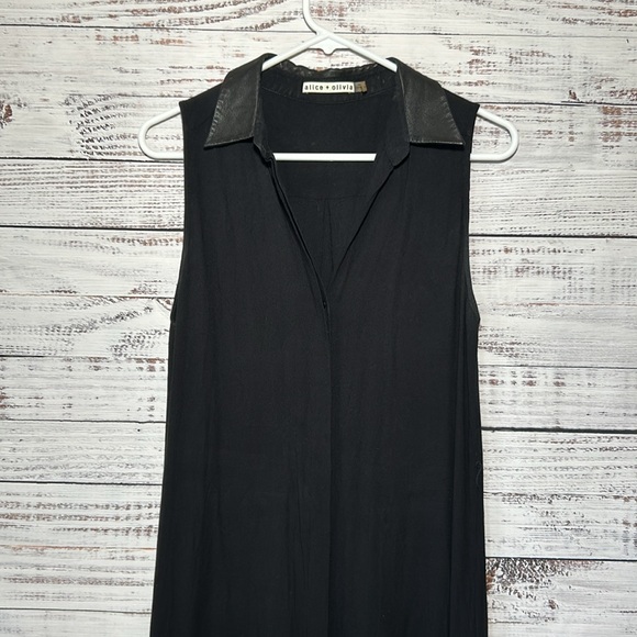 Alice + Olivia Kali TShirt Style Dress Lamb Leather Collar Small - Picture 4 of 17